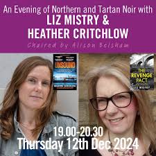 Fancy an evening of Tartan Noir with me & @heather.critchlow ably chaired  by @alisonbelsham at the fabulous @theedinburghbookshop Are we Scotland's  answer to Charlie's Angels?