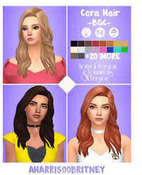Cora Hair 2 Versions By Aharris00britney Via Tumblr Female Hair Long Wavy Bgc Sims 4 Ts4 Maxis Match Mm Sims 4 Cc Skin Sims 4 Maxis Match