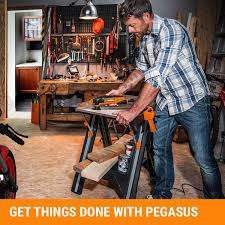 Worx Pegasus Multi Function Work Table And Sawhorse With Quick Clamps And Holding Pegs Wx051 Amazon Com Work Table Sawhorse Plywood Sizes