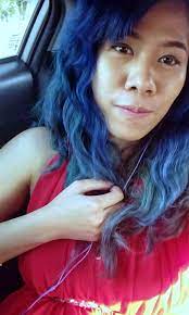 Rockin A Blue Hair And A Red Dress Lml Blue Hair Dyed Hair Red Dress