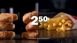 He mcdonald's 10 piece chicken mcnuggets® combo meal features 10 tender and delicious chicken mcnuggets® made with all white meat chicken—plus our world famous fries® and your choice of a medium mcdonald's drink. Mcdonald S Tv Commercial First Snack Six Piece Chicken Mcnuggets And Small Fries For 2 50 Ispot Tv