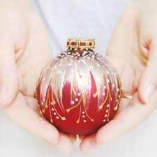Christmas Ornament Faberge Inspired Glass Ball Bauble Hand Painted Red White Christmas Ornaments Painted Christmas Ornaments Diy Christmas Ornaments