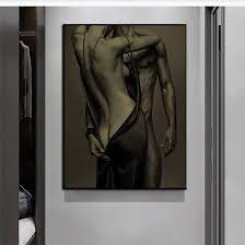 Amazon.co.jp: セクシーな裸のヌード男性と女性キャンバス絵画抽象メイク愛ポスター印刷寝室ベッドサイド壁アート装飾油絵写真-50x75cm  |フレームなし