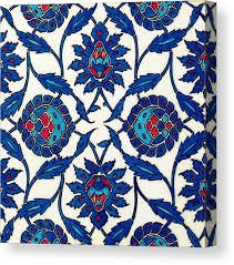 An Ottoman Iznik style floral design pottery polychrome, by Adam Asar, No  34a Canvas Print