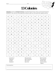 13 Colonies Word Search 13 Colonies 13 Colonies Map World Geography Map