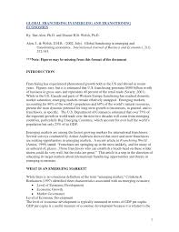 PDF) Global franchising in emerging and transitioning economies