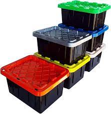 Storage bin lids bin lid designs vary depending upon the application, and it's important to select the right lid. Amazon Com Safari Usa 5 Gallon Heavy Duty Storage Bin Basket With Lids 6 Pack Made In The Usa 20 Q Storage Bin Plastic Box Storage Heavy Duty Storage Bins