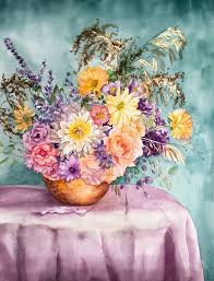 Watercolor painting flowers in vase. Watercolor Flowers In A Vase Painting By Frida Ostin Saatchi Art