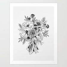 Bouquet Art Print By Wildbloomart Worldwide Shipping Available At Society6 Com Drawing Floral Art Flower Drawing Bo Flower Drawing Floral Drawing Drawings