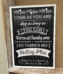 Details About Personalised No Seating Plan Come As You Are Chalkboard Style Wedding Sign Print