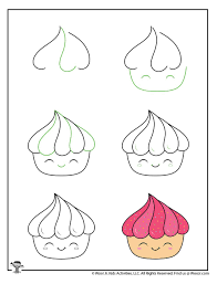How to draw a cute cake? Draw A Cupcake In Steps Woo Jr Kids Activities
