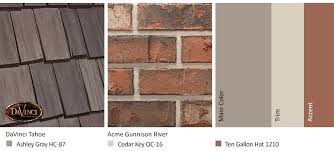 Best exterior paint colors for joise woth red brick. Red Brick Exterior Color Schemes Davinci Roofscapes