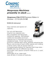 Check spelling or type a new query. Nespresso Machines Presently In Stock 081216 Manualzz