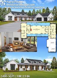 Our blueprint drawings show open flowing floor plans to outdoor living spaces for all seasons. Plan 69714am Marvelous New American House Plan With Large Covered Porches In 2021 House Plans Farmhouse American Houses House Plans