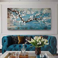 Unless you have the money to shell out for a picasso or you'd want your home to resemble a museum, you can say adios to this type of art. Amazon Com Huge Wall Art For Living Room 100 Hand Painted Flower Oil Painting On Canvas Gallery Wrapped Floral Plum Blossom Artwork For Bedroom Office Decor One Panel 60x30inch Large Paintings