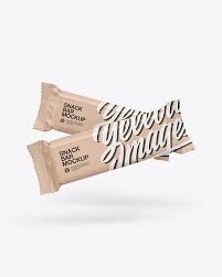 Two Kraft Snack Bars Mockup In Flow Pack Mockups On Yellow Images Object Mockups