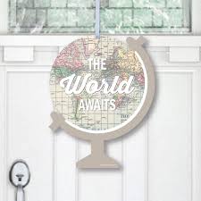 Emily loves celebrations of all types and everything that goes into them. World Awaits Hanging Porch Travel Themed Party Outdoor Decorations Front Door Decor 1 Piece Sign Bigdotofhappiness Com