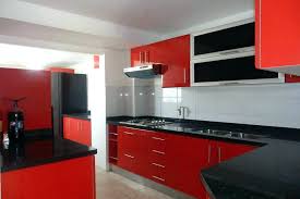 red and white kitchen cabinets black