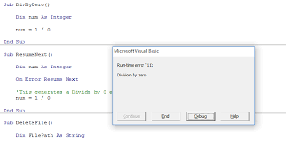 error handling in vba  my online
