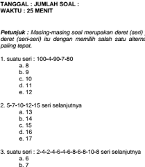 Berikut beberapa contoh soal psikotes terlegkap untuk ujian masuk berbagai instansi ataupun perusahaan lengkap dengan pembahasannya yang bisa anda latih sebelum mengikuti tes. Soal Cpns Deret Angka