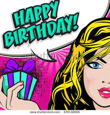 Pop Art Woman With A Birthday Present Box And A Happy Birthday Sign Pop Art Comics I Happy Birthday Illustration Birthday Illustration Happy Birthday Images