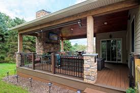 Beck Timbertech Deck And Porch With Fireplace And Tv Backyard Porch Outdoor Porch Porch Design