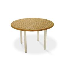 The Vogue 5 Ft Round Table Unites The Coolness Of Stainless Steel And The Warmth Of Teak Wood Into A Sleek Contemp Teak Furniture Teak Chairs Westminster Teak