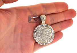 Mens diamond pendant often come as blank pieces on which something can be inscribed, and also come in the form of decorative initials, helping the wearer express their individuality. Mens Diamond Round Medallion Pendant 14k Yellow Gold 7 73 Ct