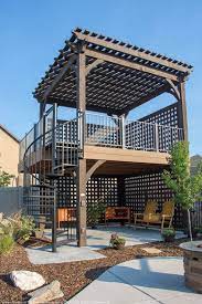 2 Story Pergola Deck 2x The Outdoor Living Space Deck With Pergola Deck Designs Backyard Backyard Seating Area