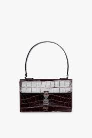 Staud Jackie Buckle Bag Mahogany Faux Croc