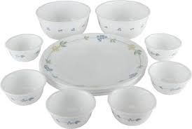 These sets are an amazingly affordable way to keep your cabinets stocked. White Ceramic Corelle Livingware Secret Garden Dinner Set For Home Restaurant 10 Rs 5028 Set Id 20720617912