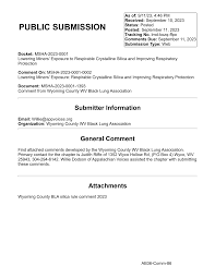 Comment from Wyoming County WV Black Lung Association