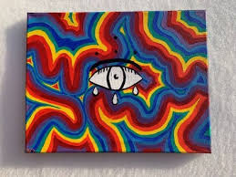 Oil painting on cotton, wall hanging. Psychedelic Art Abstract Painting Rainbow Acrylic Third Eye Youtube