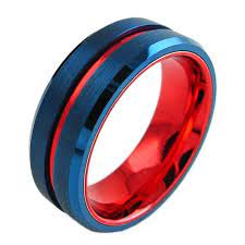 Cobalt Blue Red Line Tungsten Ring Blue Red Tungsten Ring Etsy In 2020 Blue Rings Rings For Men Men S Jewelry Rings