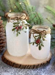 Download Diy Christmas Craft Snowy Mason Jar Tea Light Holders PSD Mockup Templates