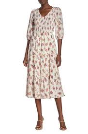 Superfoxx Smocked Bodice 3 4 Sleeve Midi Dress Nordstrom Rack In 2020 Midi Dress With Sleeves Nordstrom Dresses Midi Dress Summer
