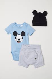 3 parcali jarse set acik mavi mickey mouse cocuk h m tr kiz bebek kiyafetleri bebek modasi baby outfits