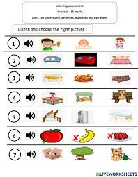listening grade 1 worksheet