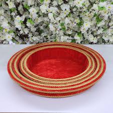 Amazon.com: AtoZ India Cart Indian Wedding Tray Decorative Tray for Wedding  Velvet Tray Gift Packing Tray Engagement Tray Nikkah Tray Indian Clothes  Tray Henna Tray (16 x 16 inch, Design No. 2) :