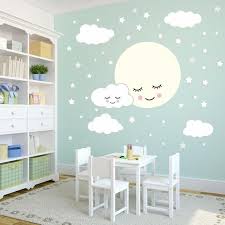 Full Moon With Clouds Stars Wall Decal Kids Nursery Rooms Removable Wa Kids Room Wall Decor Baby Room Wall Kid Room Decor