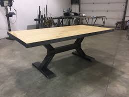 Reclaimed Bowling Alley Table With Our Worxx I Beam Base Kitchen Table Legs Wood Table Design Steel Dining Table Legs