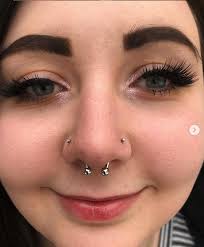 Septum Piercing W Double Nostril Piercings Nose Piercing Double Nose Piercing Double Nostril Piercing