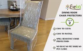 Depending on their look you can impress your guests or embarrass yourself. Dining Chair Covers Protector For No Dust Spill Pet Hair Pet Claws Plastic Chair Covers Clear Dining Room Chair Protector Dust Cover Protection Storage Bags Dining Chair Slipcovers Slipcovers Umoonproductions Com