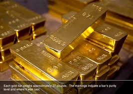The weight is what you are after and it comes in at about 25 pounds but is referenced as 400 ounces. Gold Vault Federal Reserve Bank Of New York