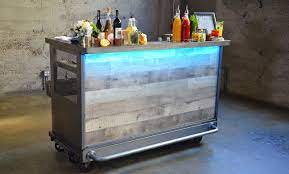 Trademark bud light portable bar with case features 2 shelves that provides ample space for all your drinks and accessories. Distressed Portable Bar With Led Lighting The Portable Bar Company