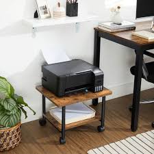 Complements the entire scoot line of products. Vasagle Industrial Under Desk Printer Stand 2 Tier Mobile Machine Cart With Shelf Heavy Duty Storage Rack For Office And Home Rustic Brown And Black Uops002b01