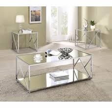 Its mirrored design will bring a distinctively modern touch to décor. Evelynn 3 Pc Clear Mirror Chrome Metal Coffee Table Set By Coaster