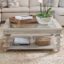 Beautiful rectangular coffee table with black woven cane or rattan top. Barclay Butera Malibu Coffee Table Wayfair