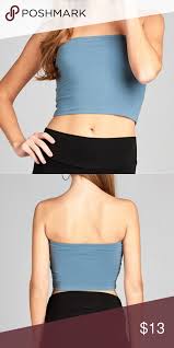 Dusty Blue Tube Top Crop Top Crop Tops Tops Tube Top