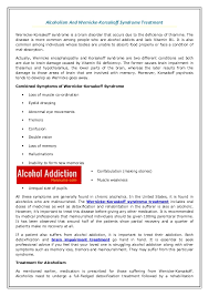 Alcoholism And Wernicke Korsakoff Syndrome Treatment